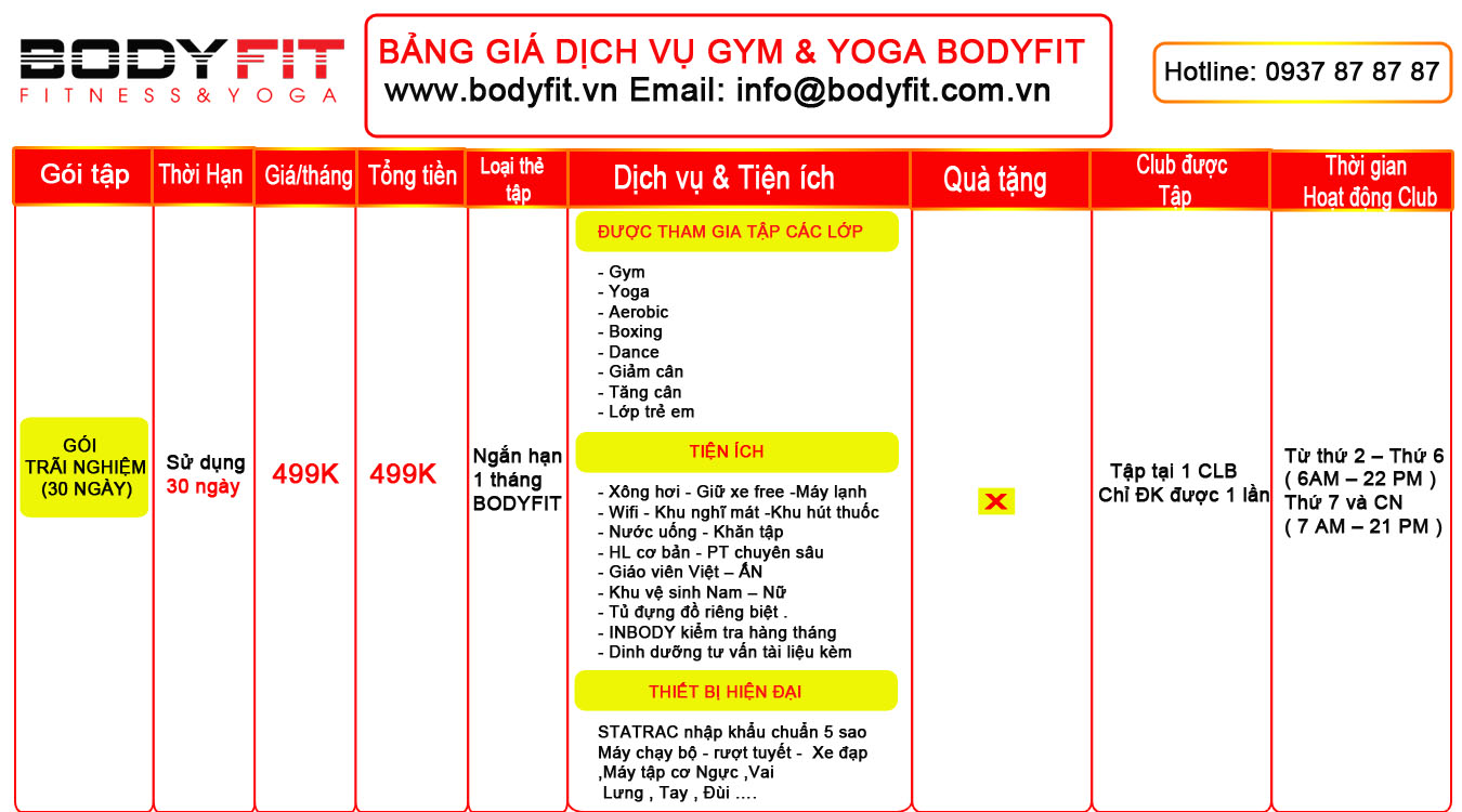 Bảng giá dịch vụ